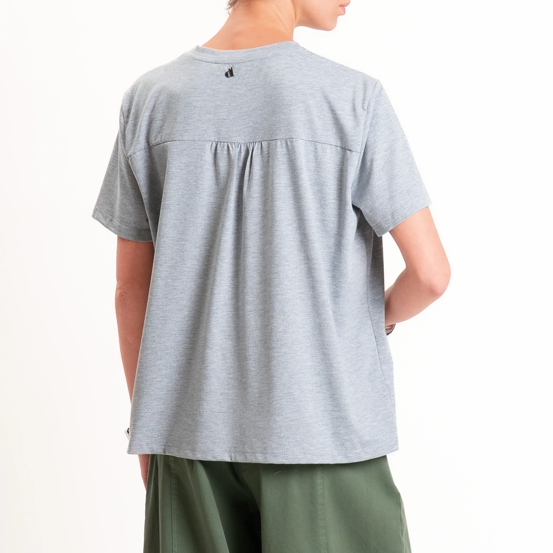 Dixie-T-shirt tasca paillettes e pizzo - grigio - Image 3