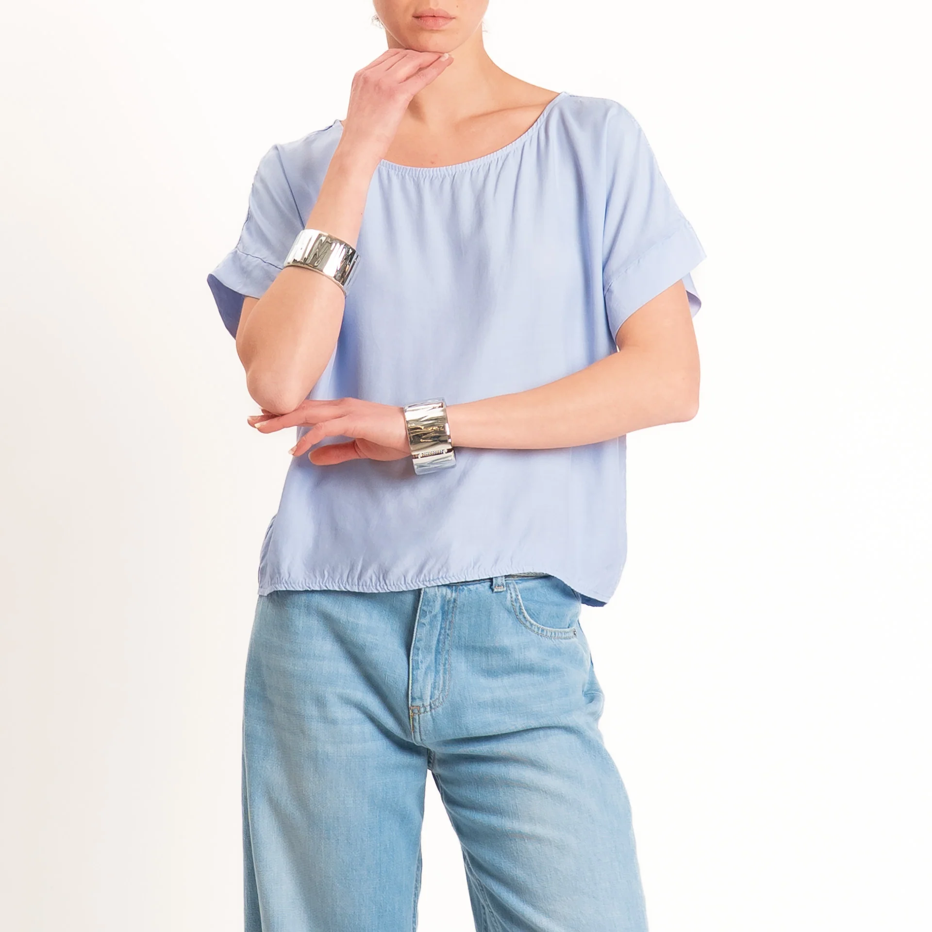 Zeroassoluto-Blusa scatolina 100% viscosa - sky - Image 2