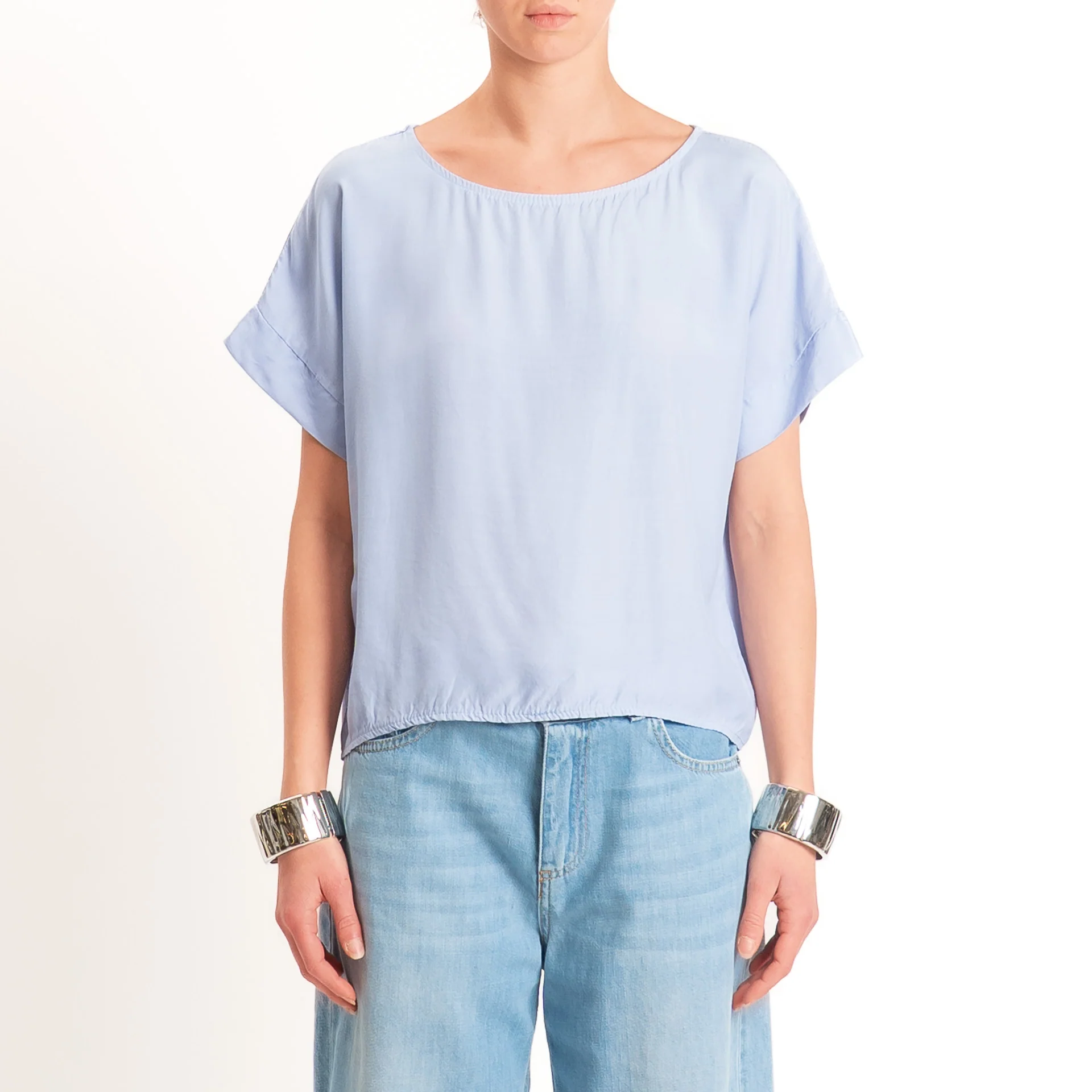 Zeroassoluto-Blusa scatolina 100% viscosa - sky - Image 3