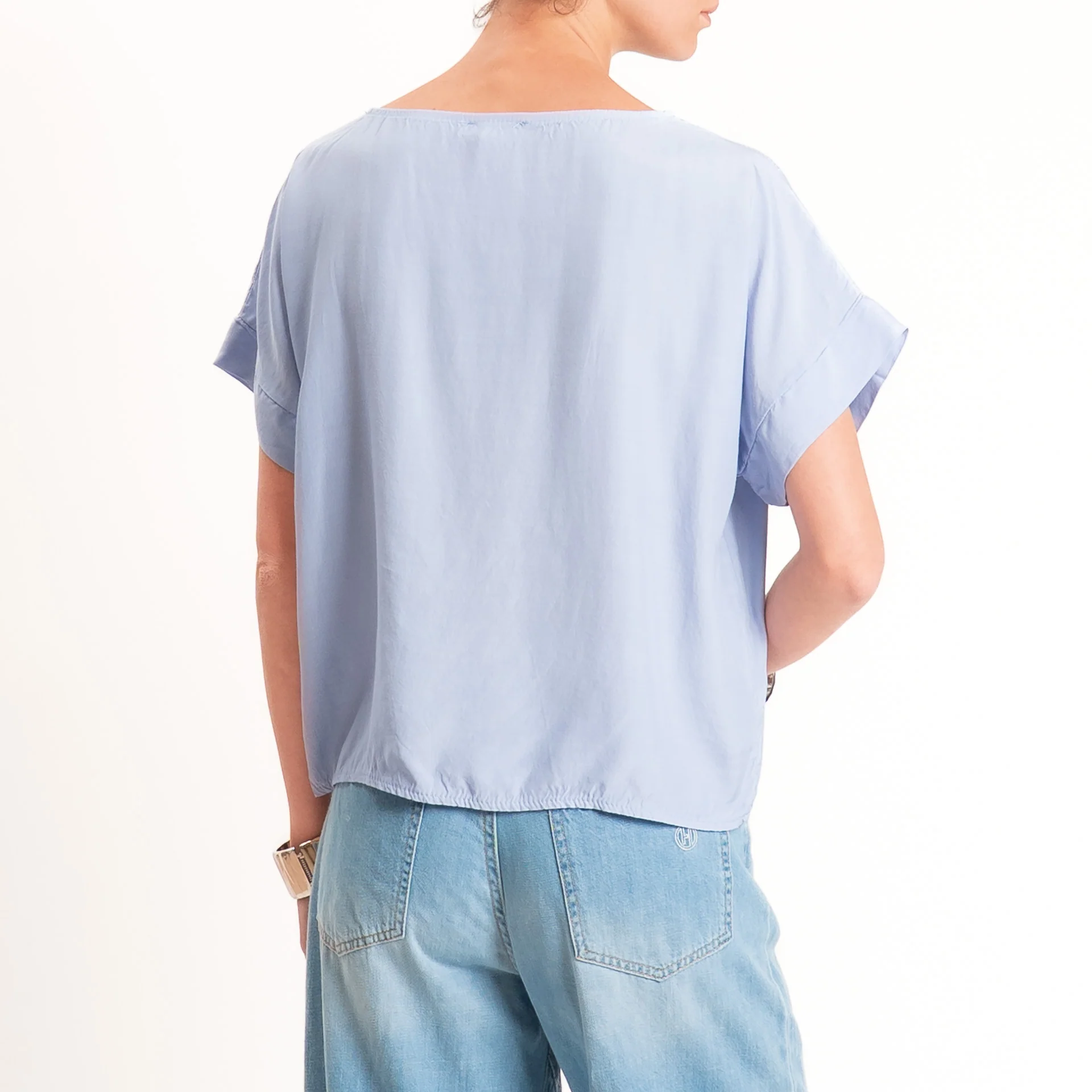 Zeroassoluto-Blusa scatolina 100% viscosa - sky - Image 4