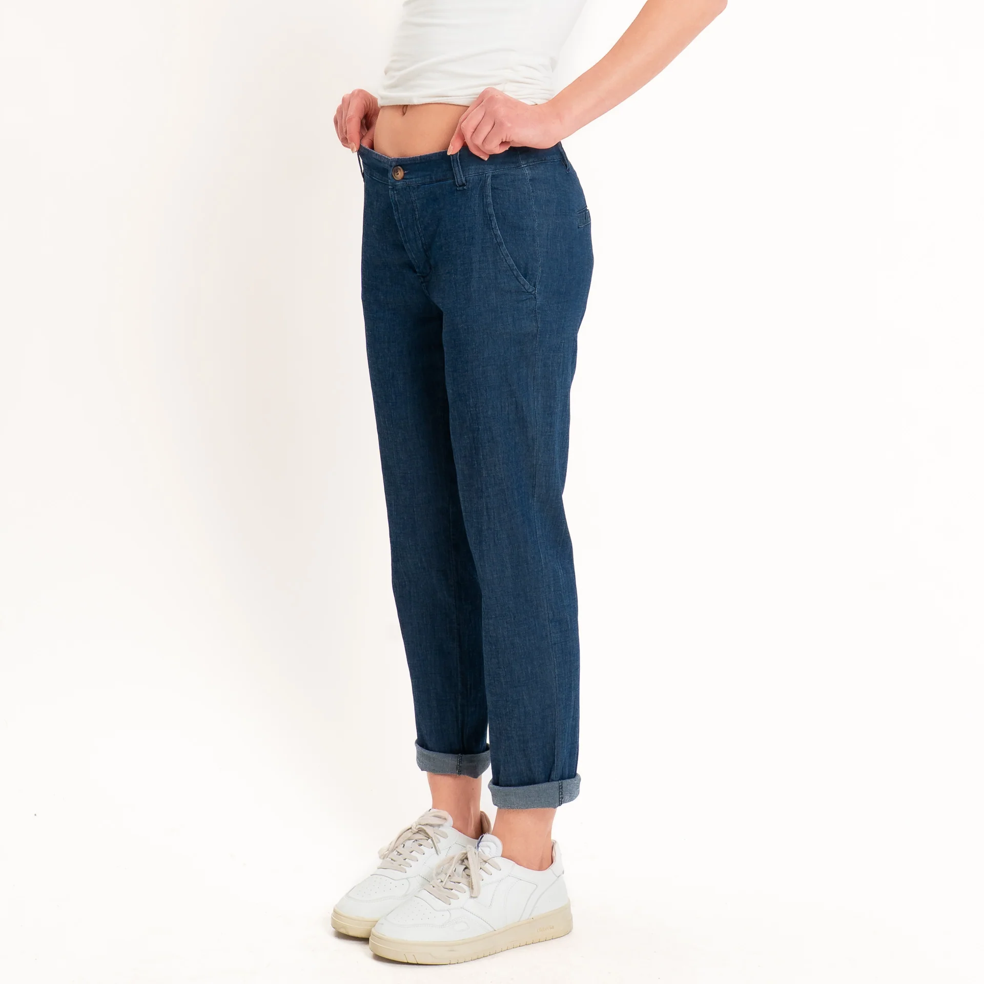 Zeroassoluto-Pantalone LOIS chino chambray leggero elasticizzato - denim - Image 6