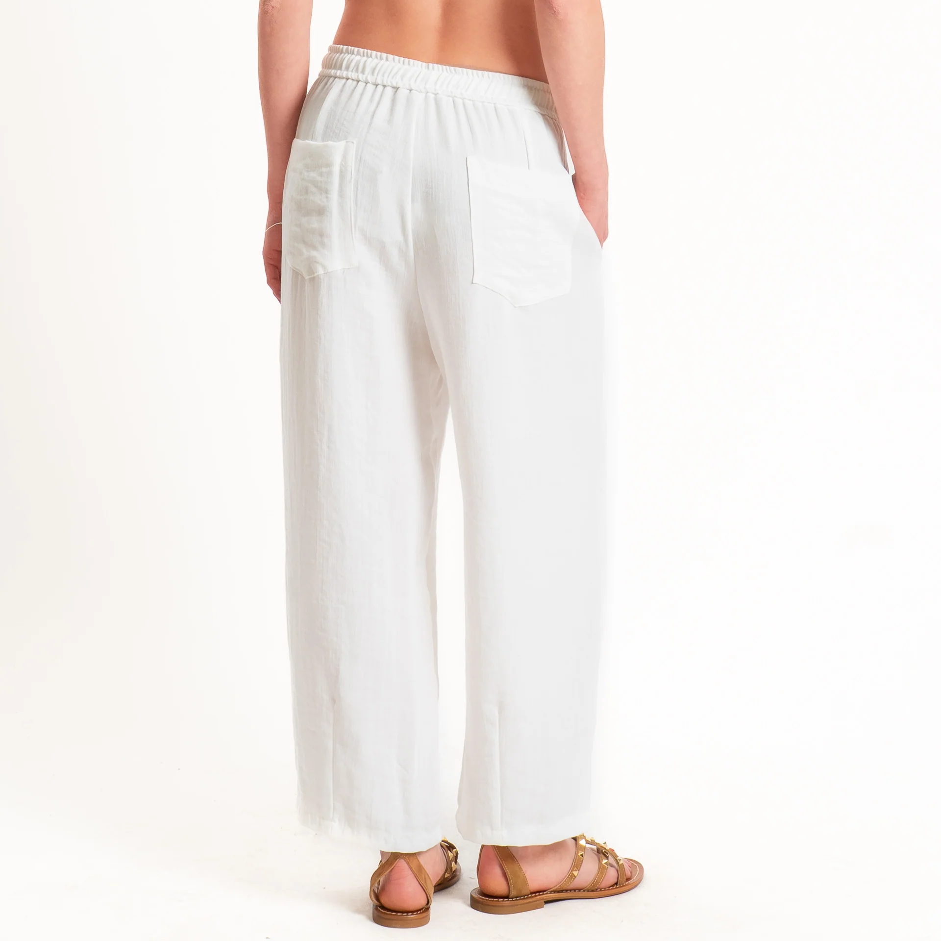Zeroassoluto-Pantalone BARRY barrel coulisse viscosa jacquard - bianco - Image 4