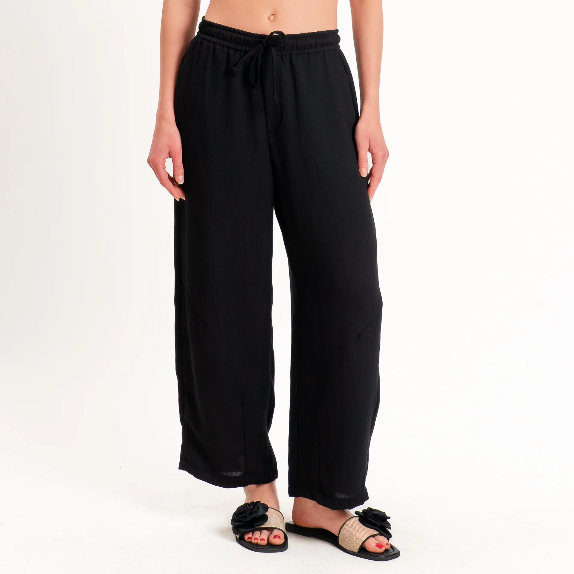 Zeroassoluto-Pantalone BARRY barrel coulisse viscosa jacquard - nero - Image 2