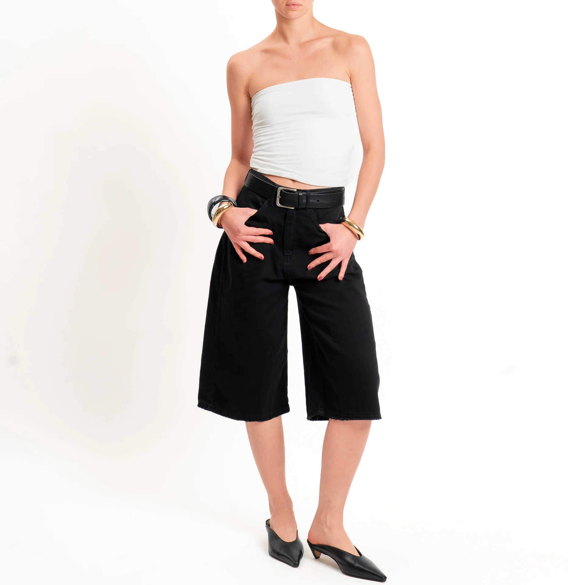 Tensione in-Bermuda Giusi drill cotone superpocket - nero