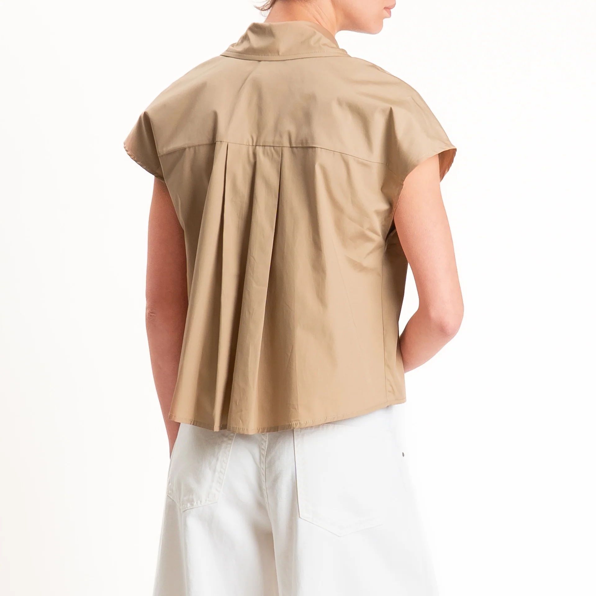 Tensione in-Camicia smanicata popeline con dettaglio strass - cognac - Image 3
