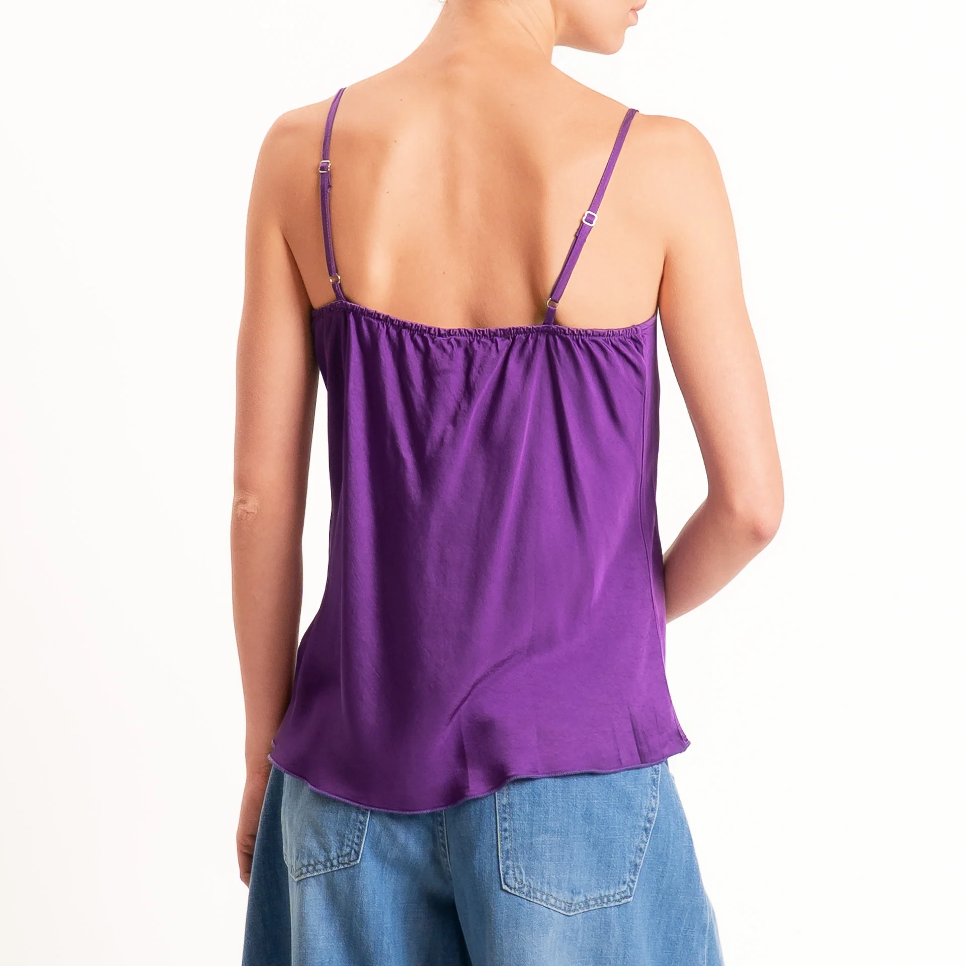 Tensione in-Top satin doppio scollo v - viola - Image 3