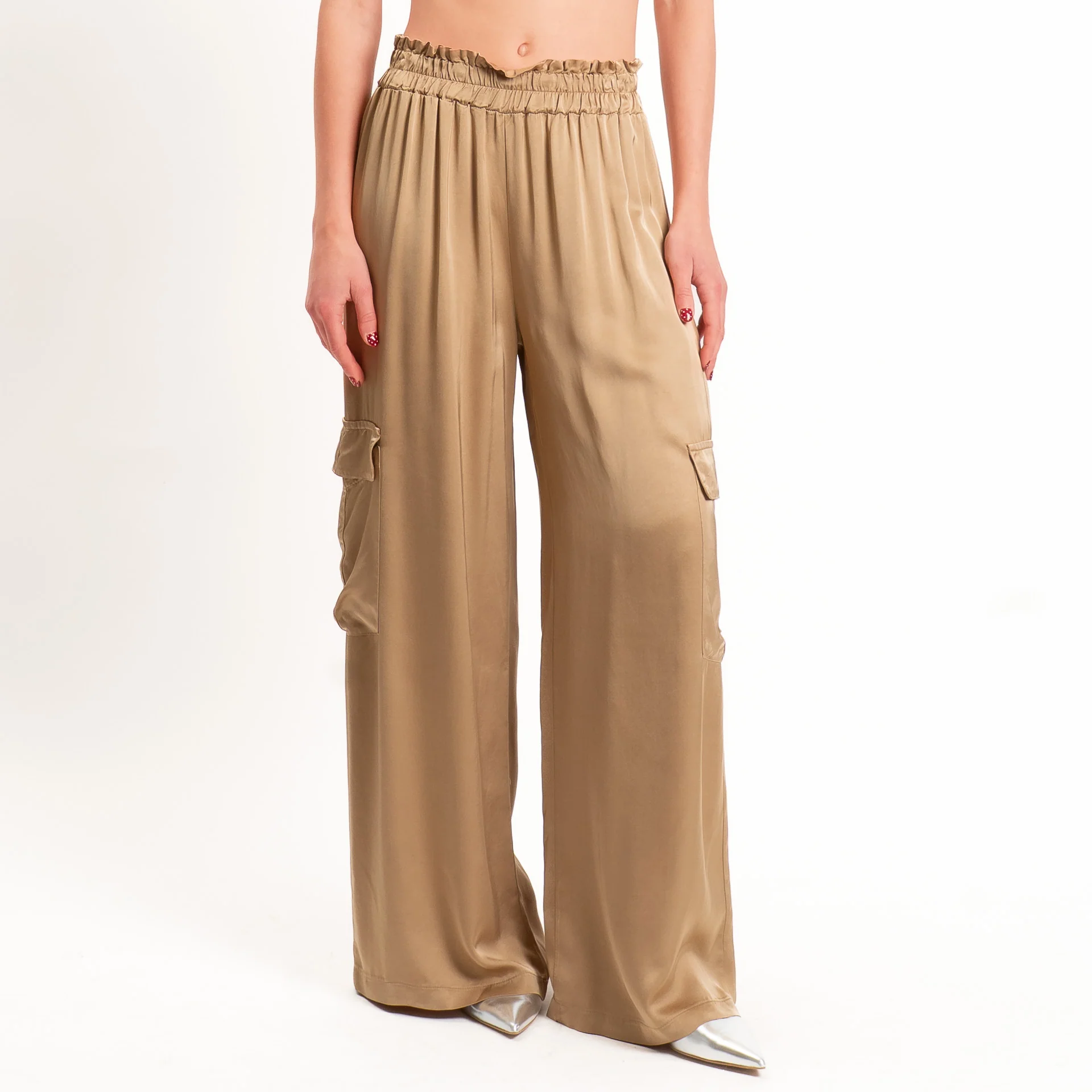 Tensione in-Pantalone cargo satin elastico in vita - desert - Image 2