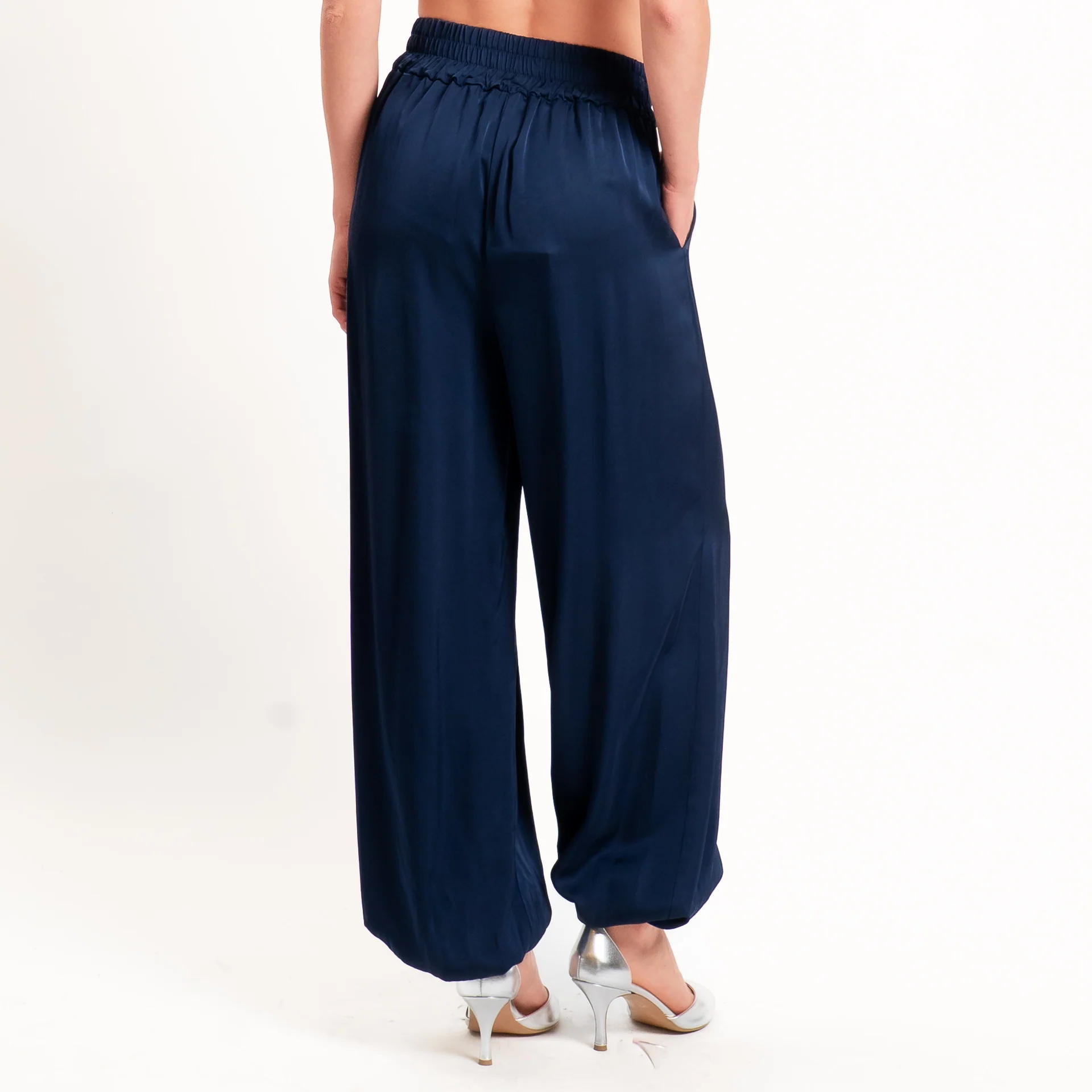 Tensione in-Pantalone balloon in satin elastico in vita - blu - Image 3
