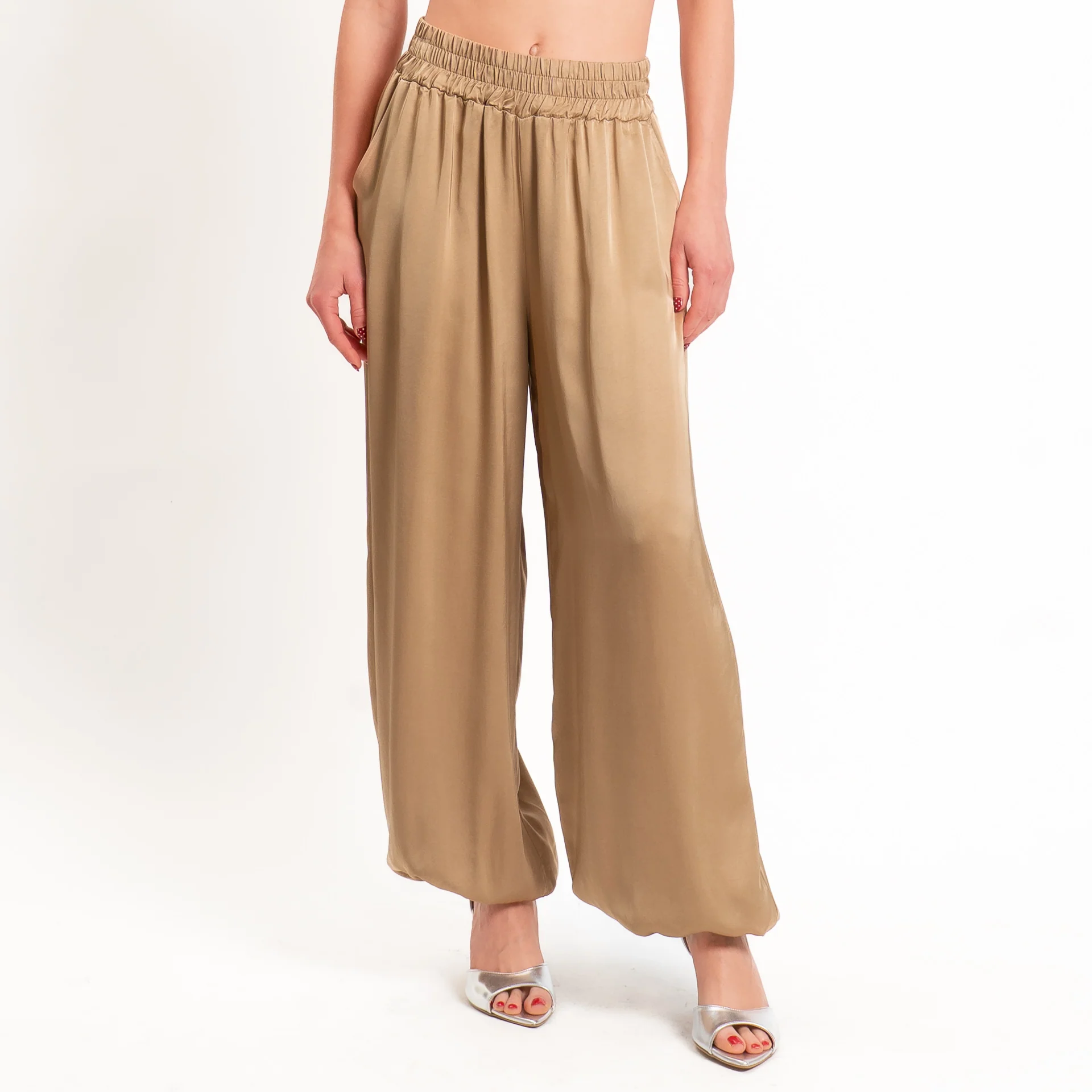 Tensione in-Pantalone balloon in satin elastico in vita - desert - Image 2