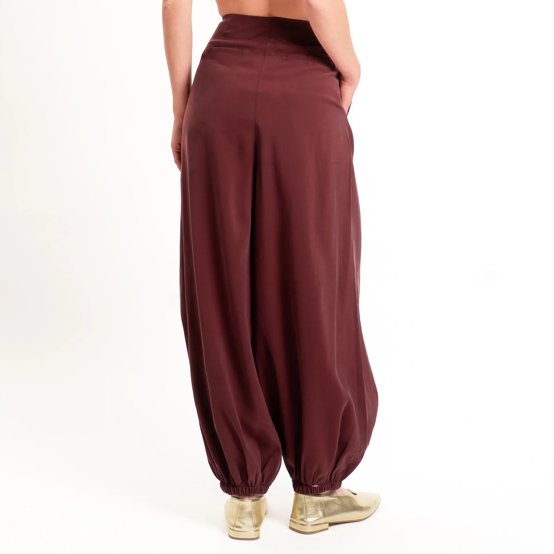 Tensione in-Pantalone balloon tessuto cupro - Bordeaux - Image 3