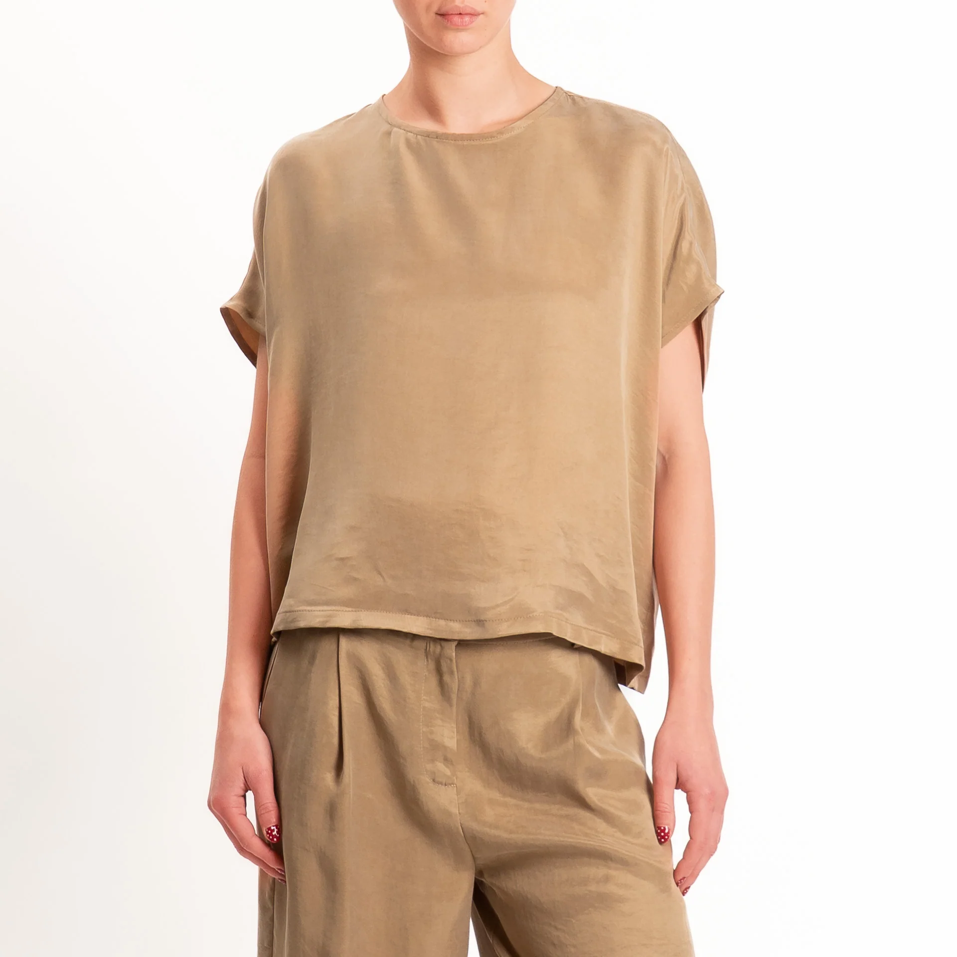 Tensione in-Blusa cupro bottone dietro - camel - Image 2