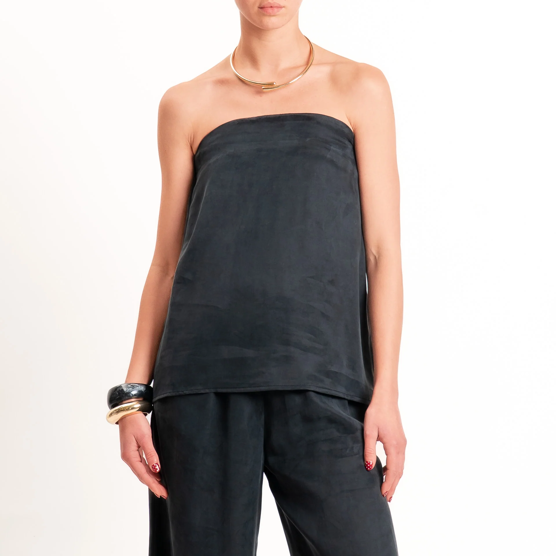 Tensione in-Completo top + pantalone tessuto cupro - nero - Image 2