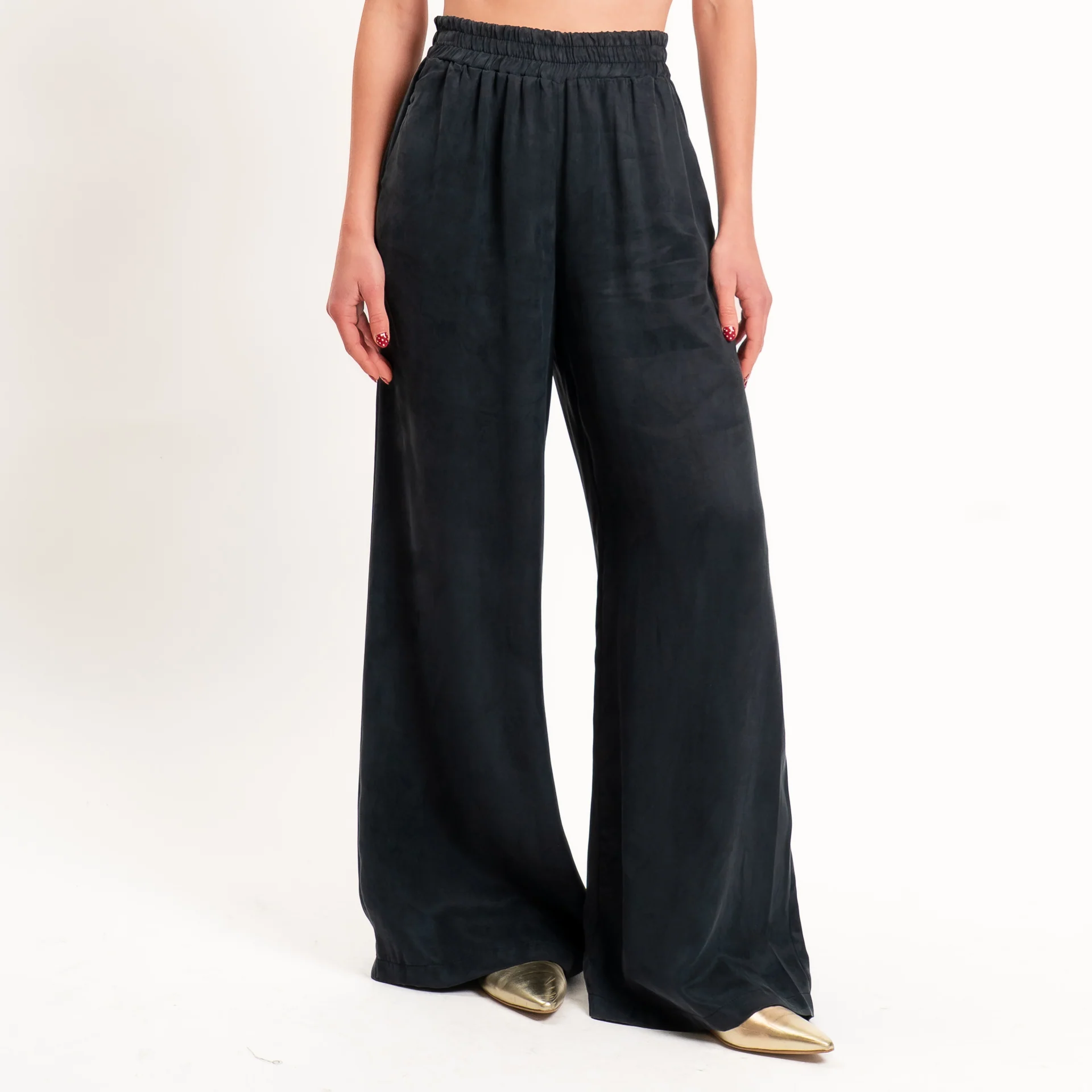 Tensione in-Completo top + pantalone tessuto cupro - nero - Image 3
