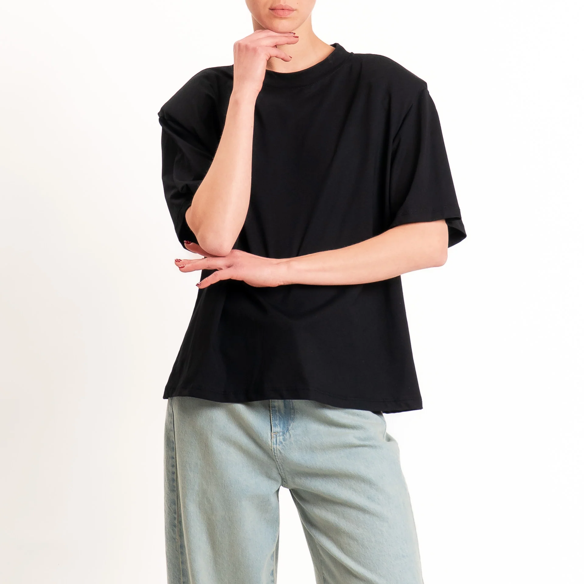 Tensione in-T-shirt girocollo con spalline - nero - Image 2