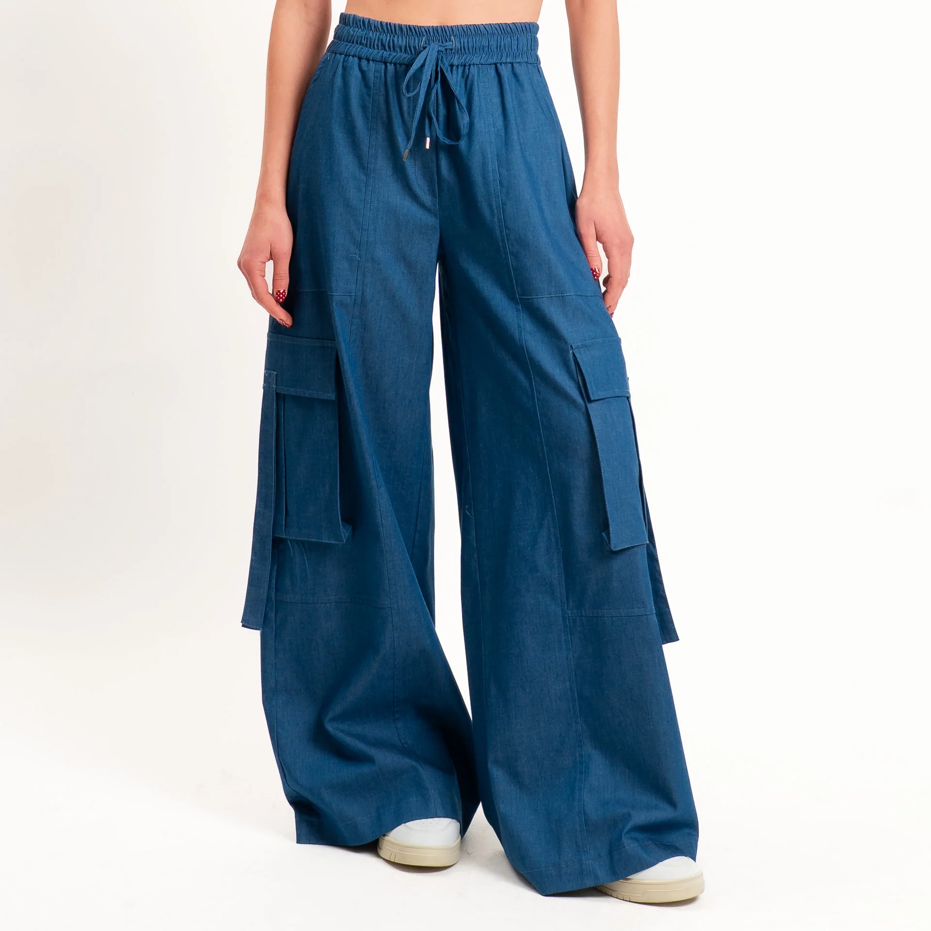 Tensione in-Pantalone cargo chambray elastico in vita - denim - Image 2