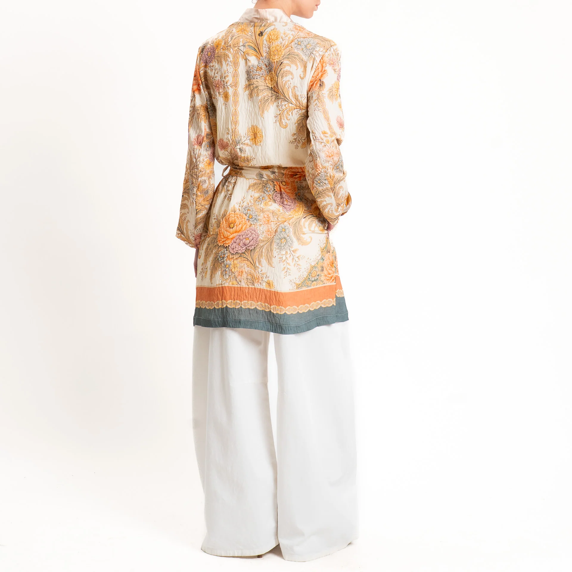 Dixie-Kimono fantasia floreale con cintura - sand/orange/beige - Image 4