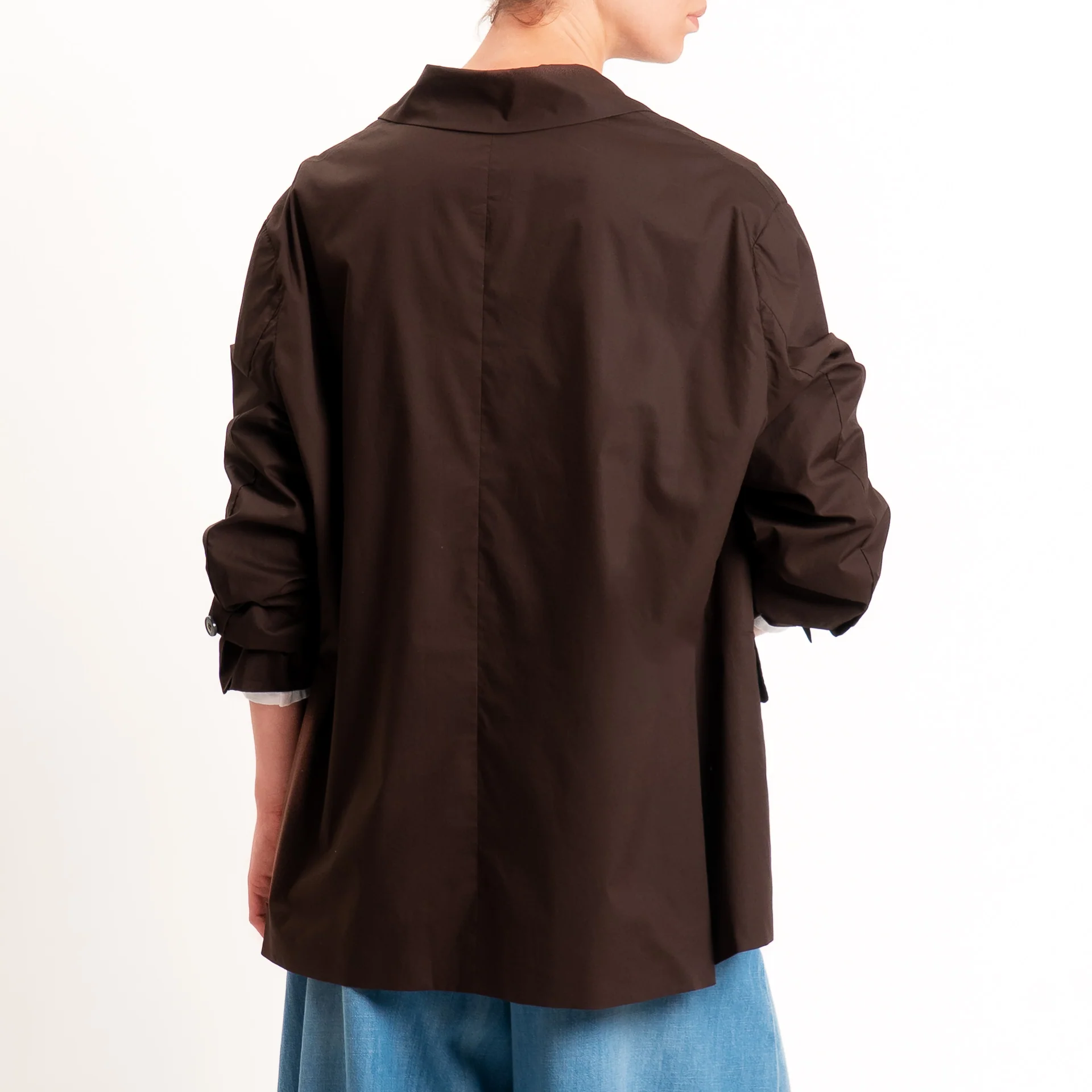 Vicolo-Giacca oversize popeline spacchi dietro - choco - Image 4