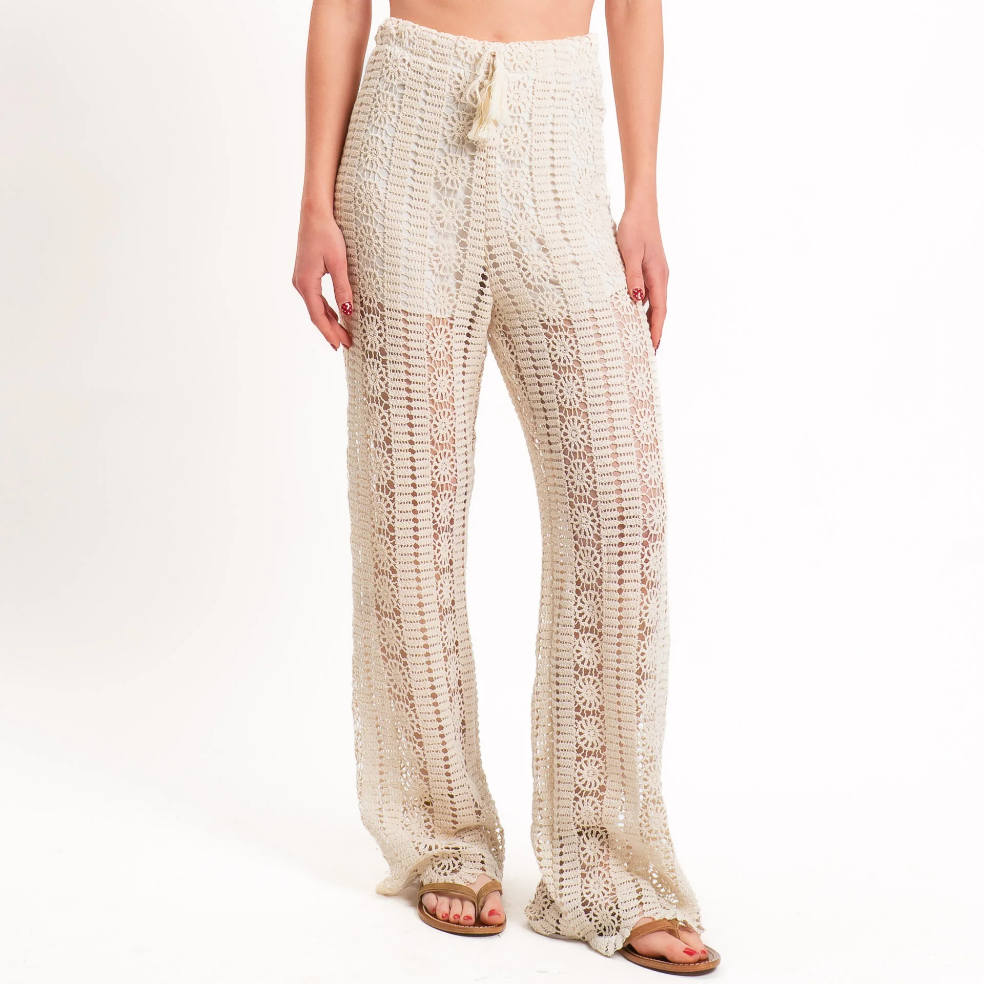 Haveone-Pantalone crochet elastico in vita - burro - Image 2