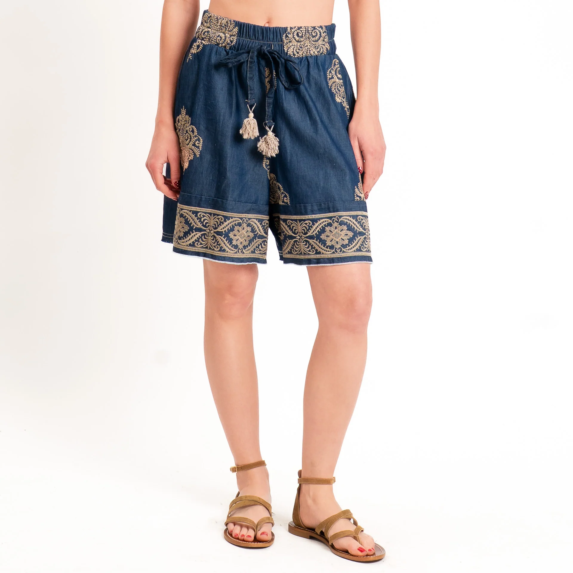 Motel-Shorts chambay con ricami - denim/biscotto - Image 2