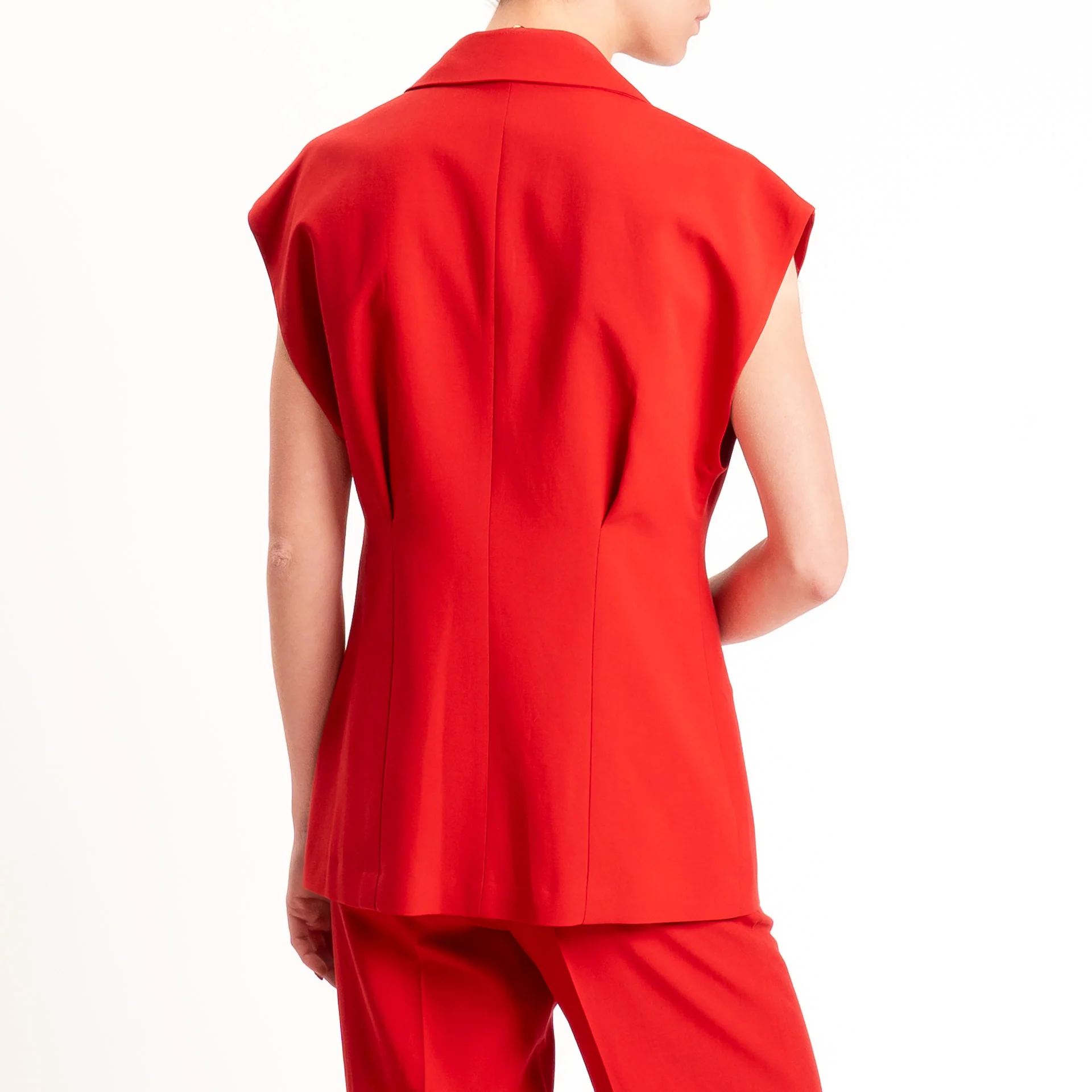 Vicolo-Gilet un bottone misto lino - rosso - Image 4