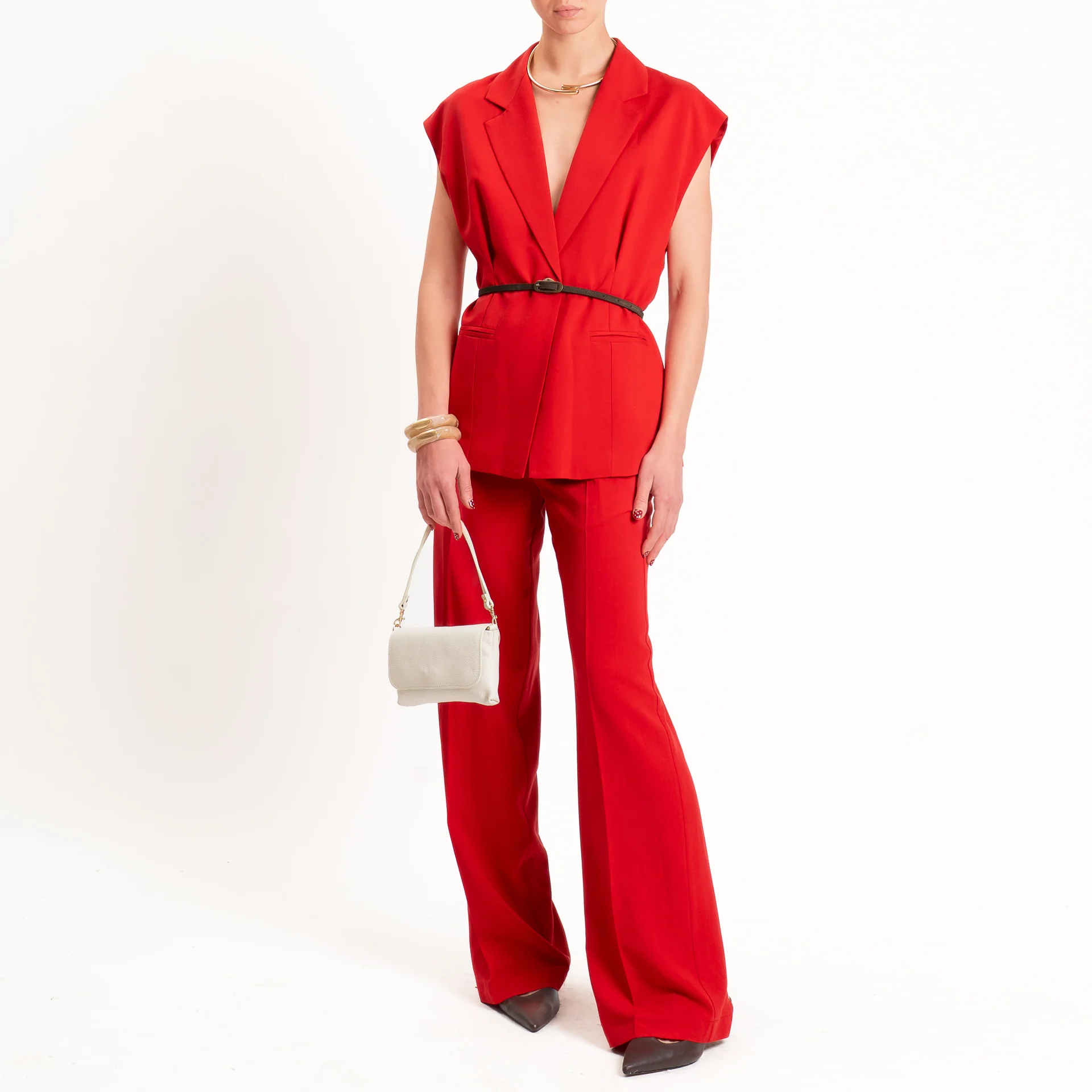 Vicolo-Pantalone wide leg misto lino - rosso - Image 3