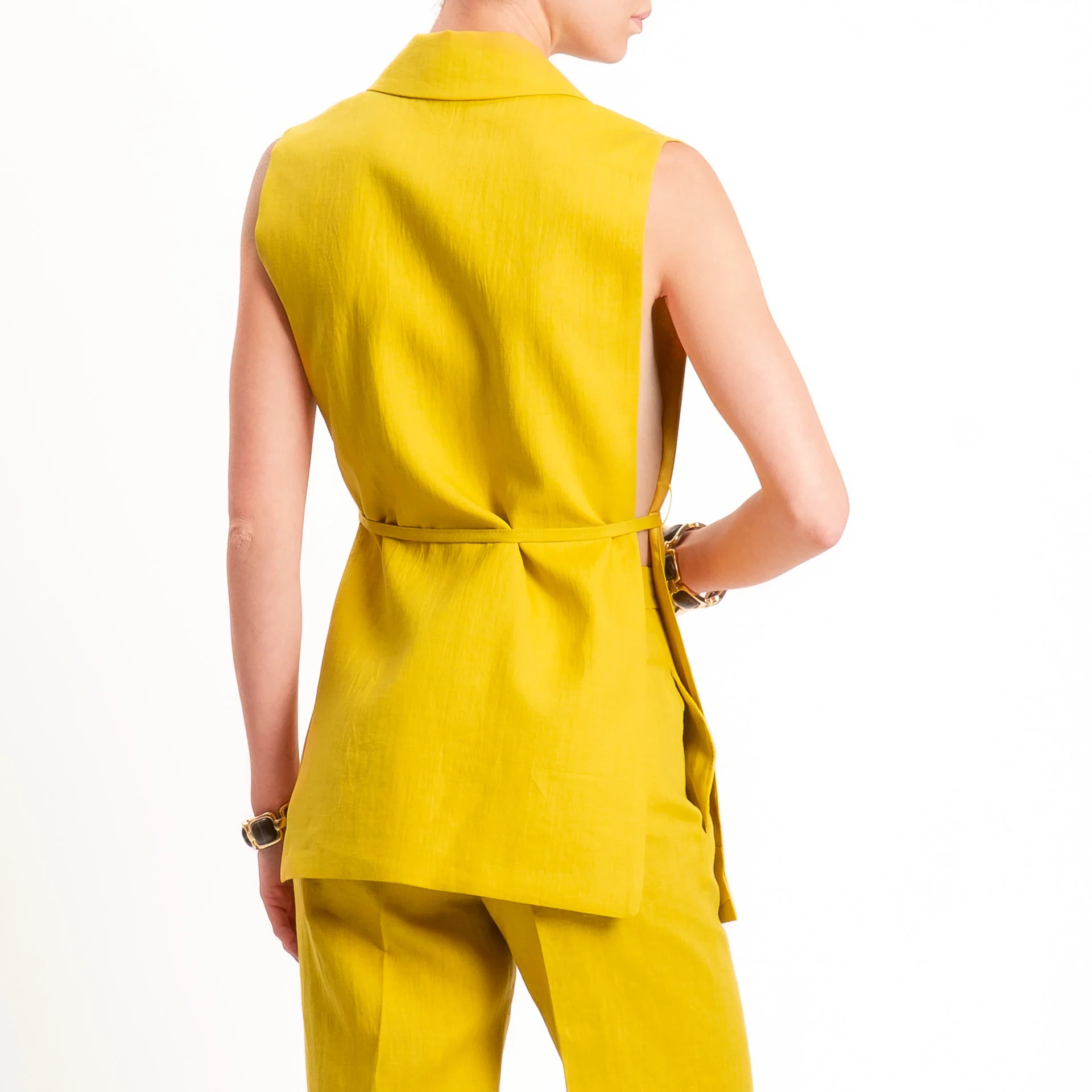 Vicolo-Gilet 100% lino con cintura - mimosa - Image 5