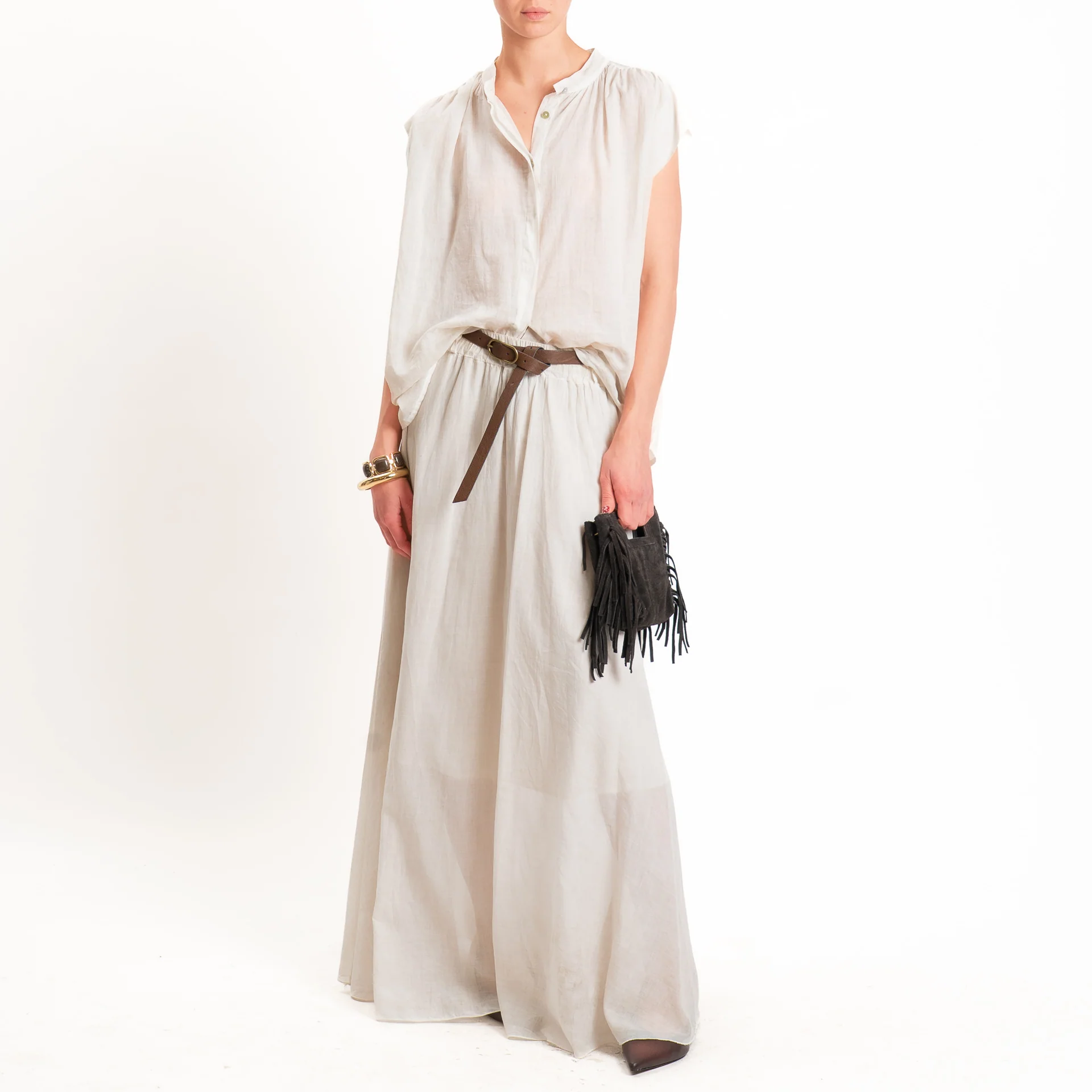 Haveone-Camicia smanicata mussola tie dye - beige - Image 4