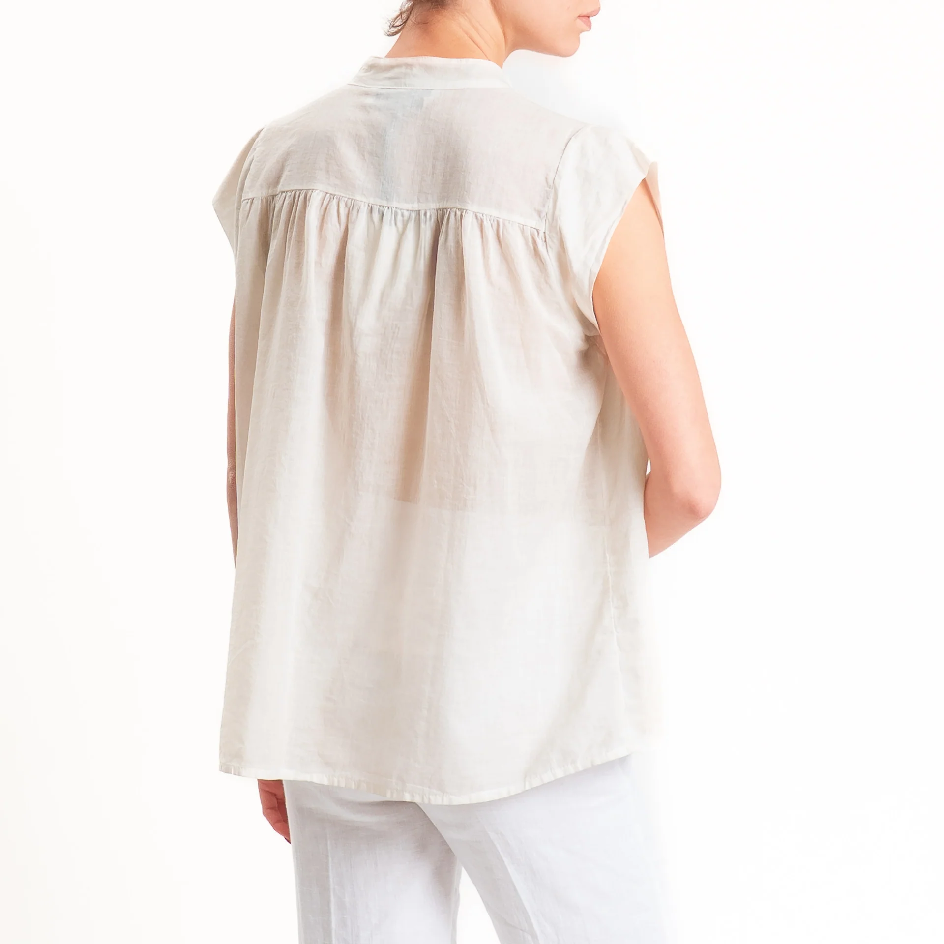 Haveone-Camicia smanicata mussola tie dye - beige - Image 5