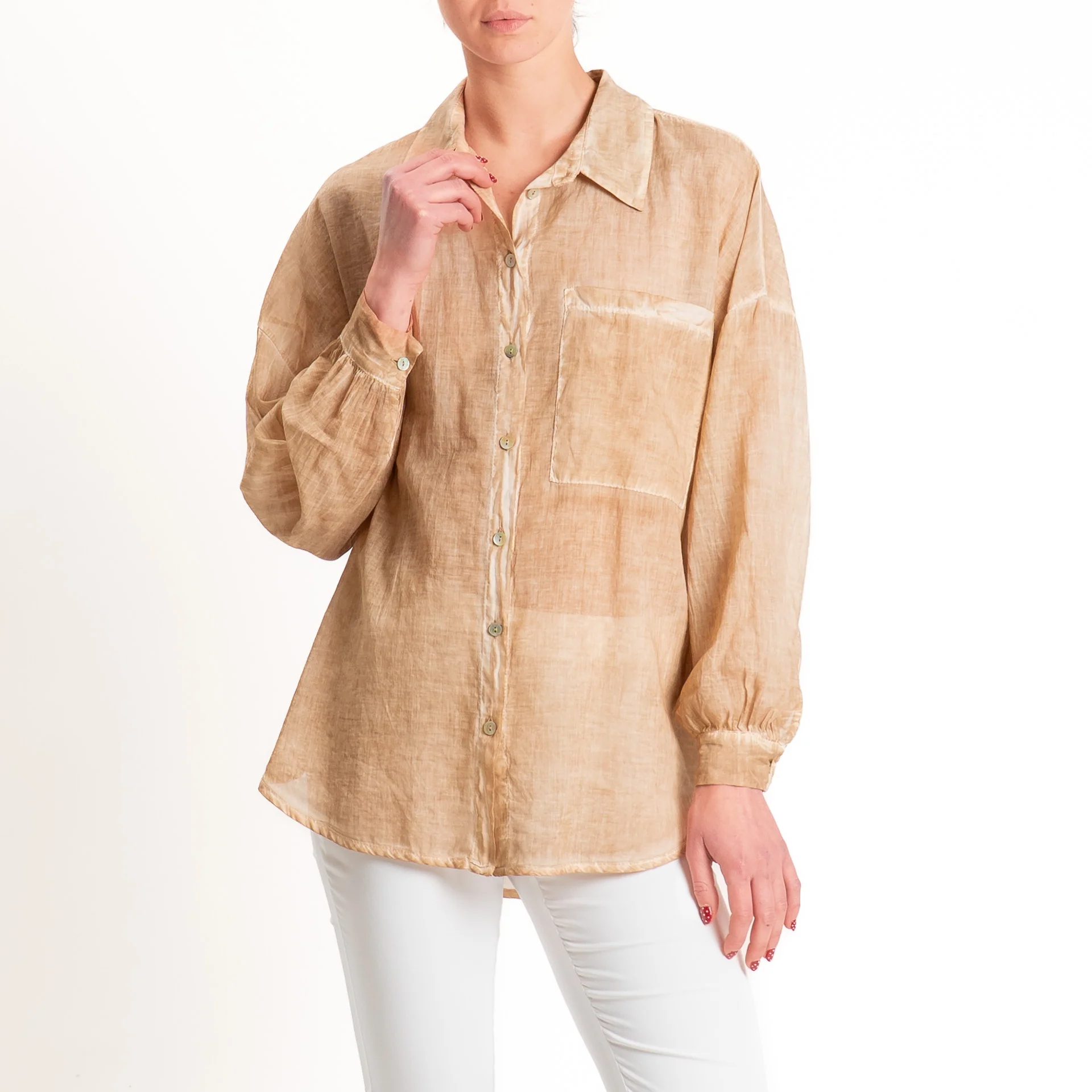 Haveone-Camicia mussola tie dye - nocciola - Image 3
