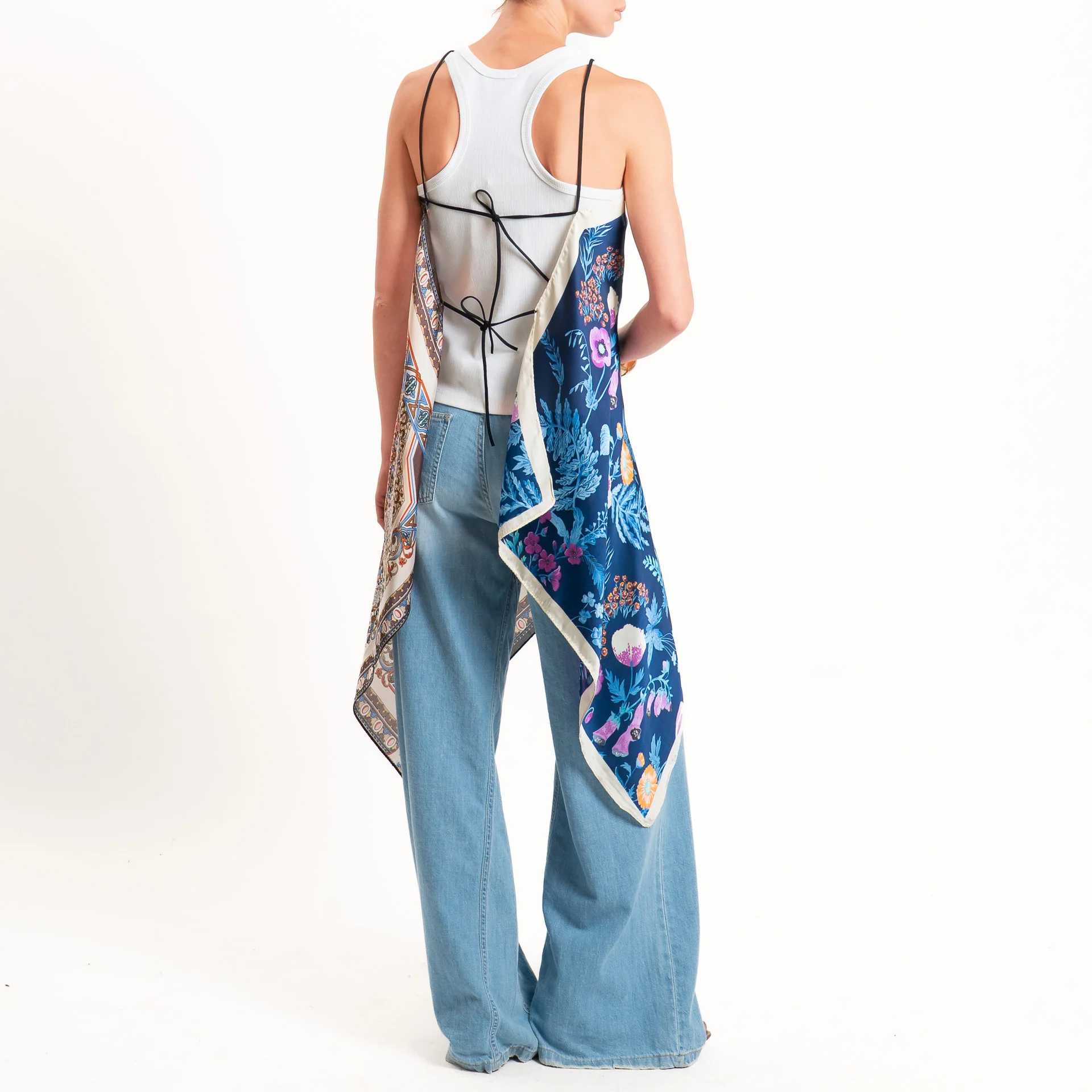 Kontatto-Top con foulard fantasia - latte/blu/cioccolato - Image 2