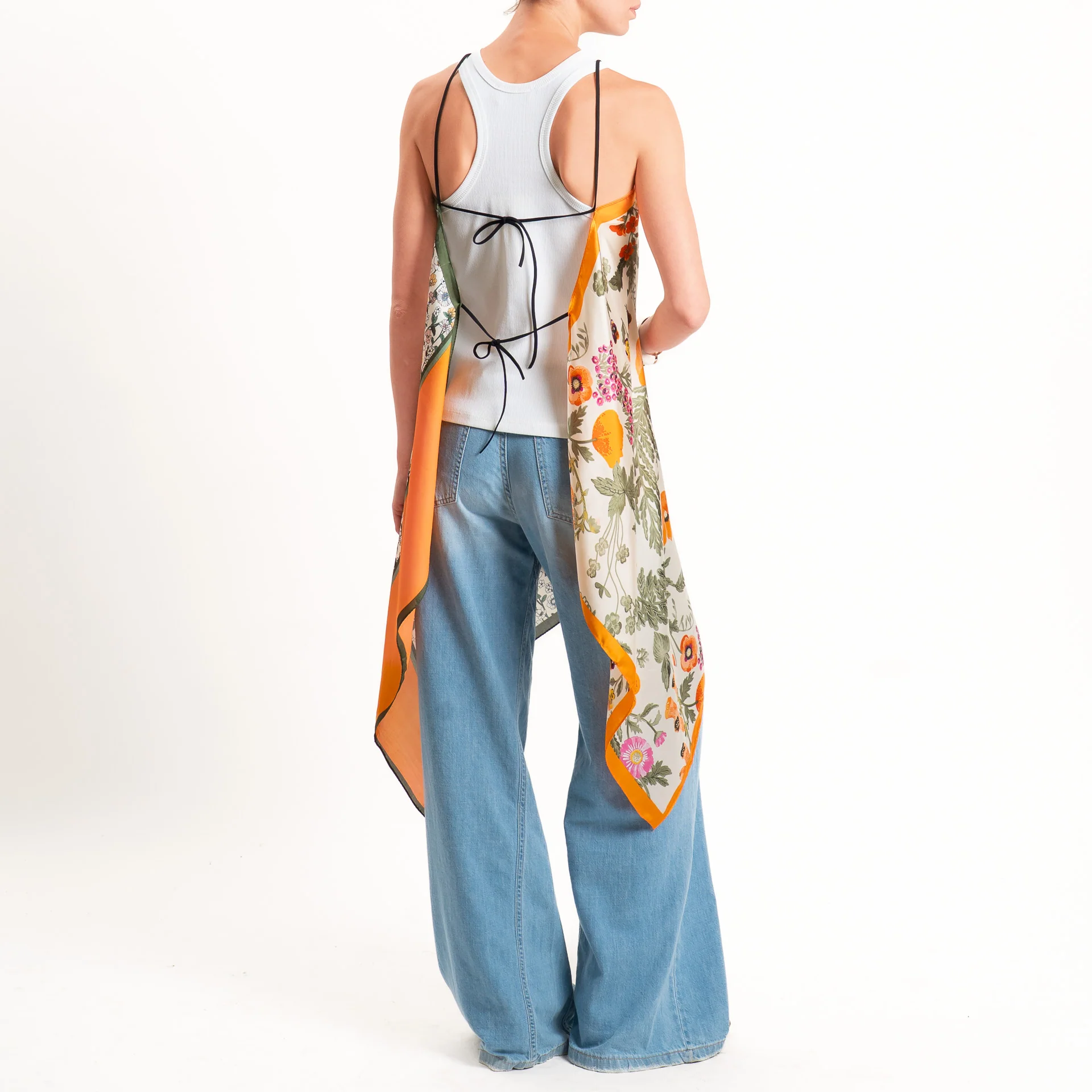 Kontatto-Top con foulard fantasia - latte/militare/orange - Image 2
