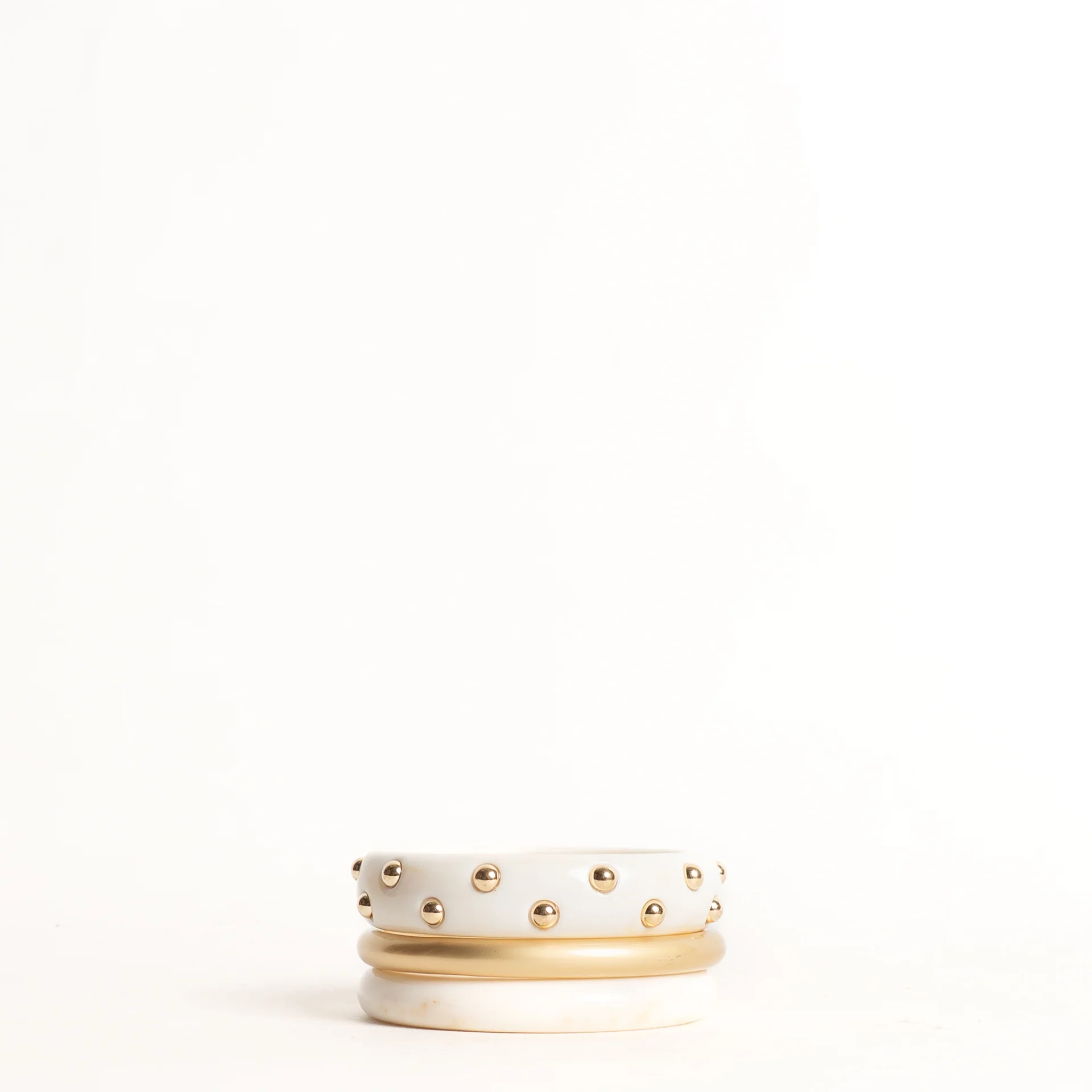 W by Whitemood-Set 3 bracciali rigidi - avorio/gold