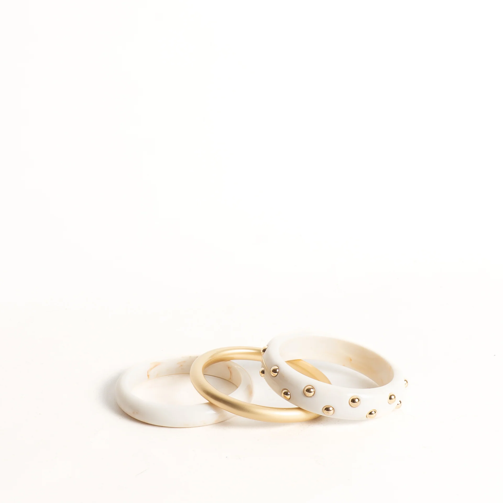 W by Whitemood-Set 3 bracciali rigidi - avorio/gold - Image 2