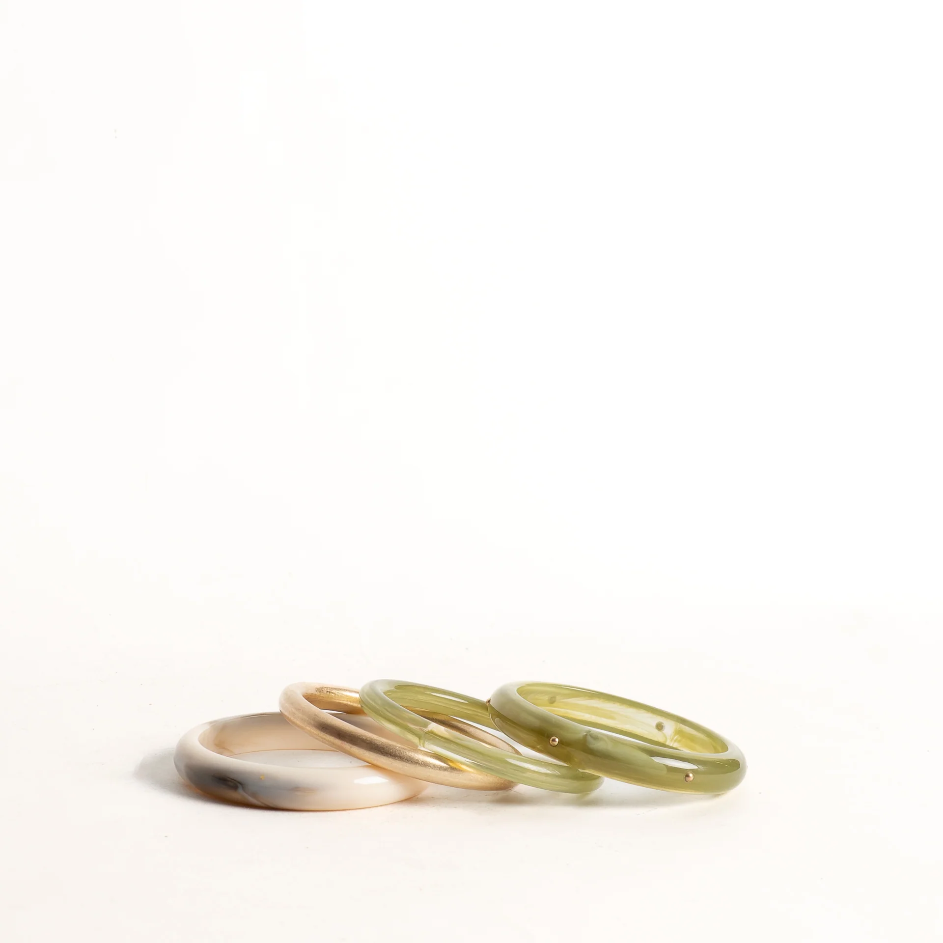 W by Whitemood-Set bracciali rigidi - green/avorio/gold - Image 2