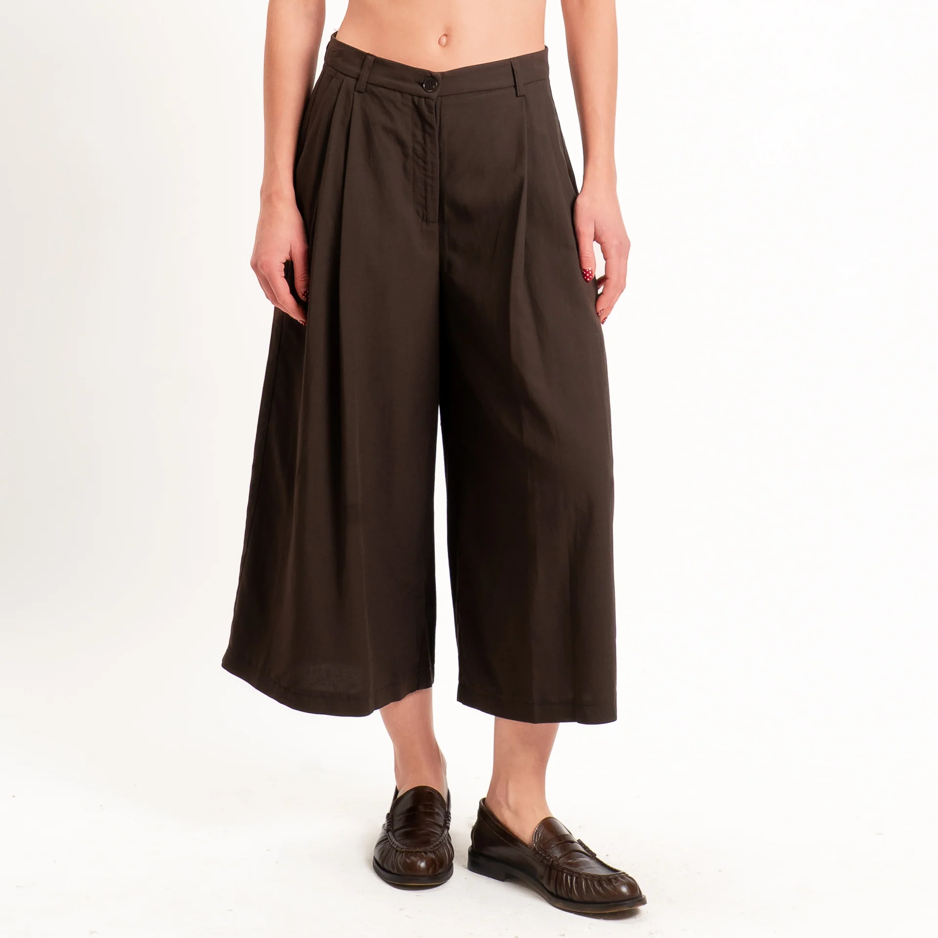 Vicolo-Completo top + pantalone misto lino - moro - Image 3